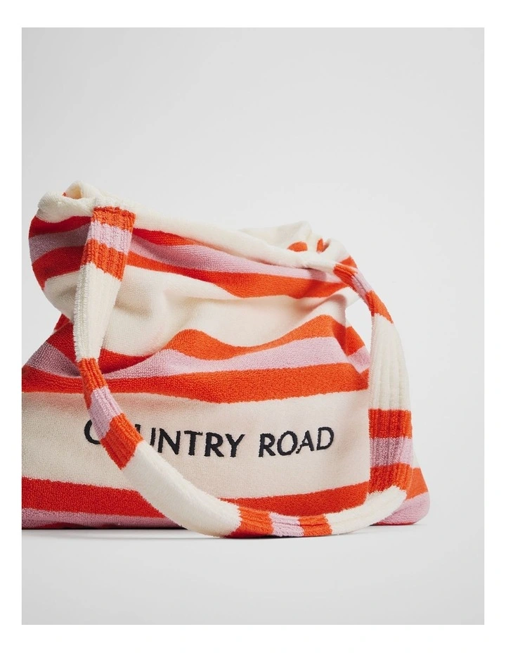 Verified Australian Cotton Stripe Bag-to-towel in Tangerine image 3