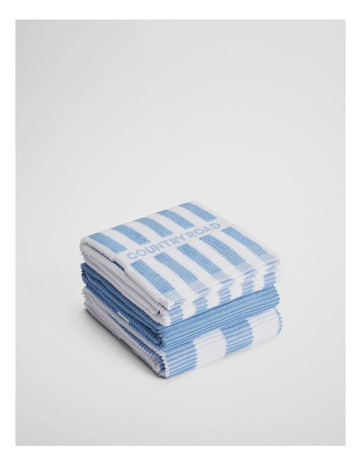 Cr Stripe Australian Cotton Tea Towel Pack Of 3 in Arctic Blue image 1