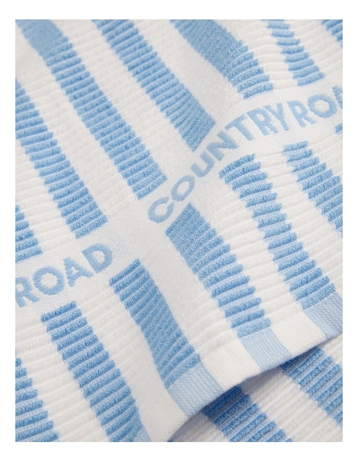 Cr Stripe Australian Cotton Tea Towel Pack Of 3 in Arctic Blue image 2