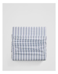 Brae Australian Cotton Stripe Queen Quilt Cover in Bluebell