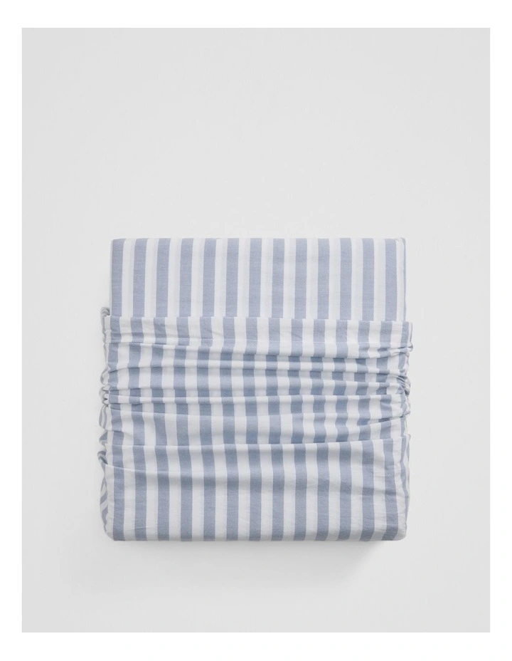 Brae Australian Cotton Stripe Queen Quilt Cover in Bluebell image 1