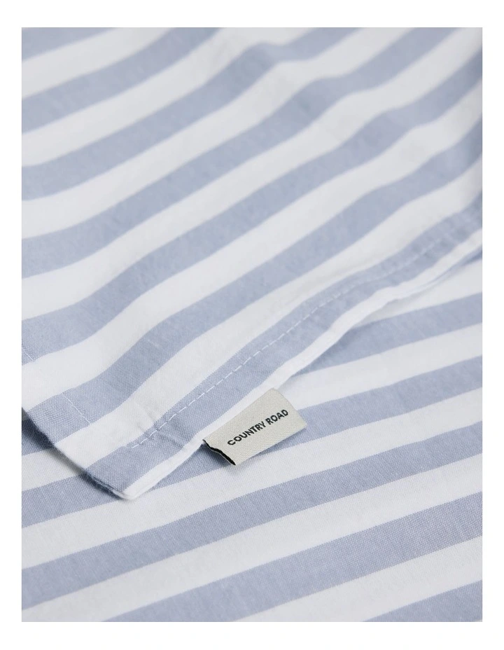 Brae Australian Cotton Stripe Queen Quilt Cover in Bluebell image 2