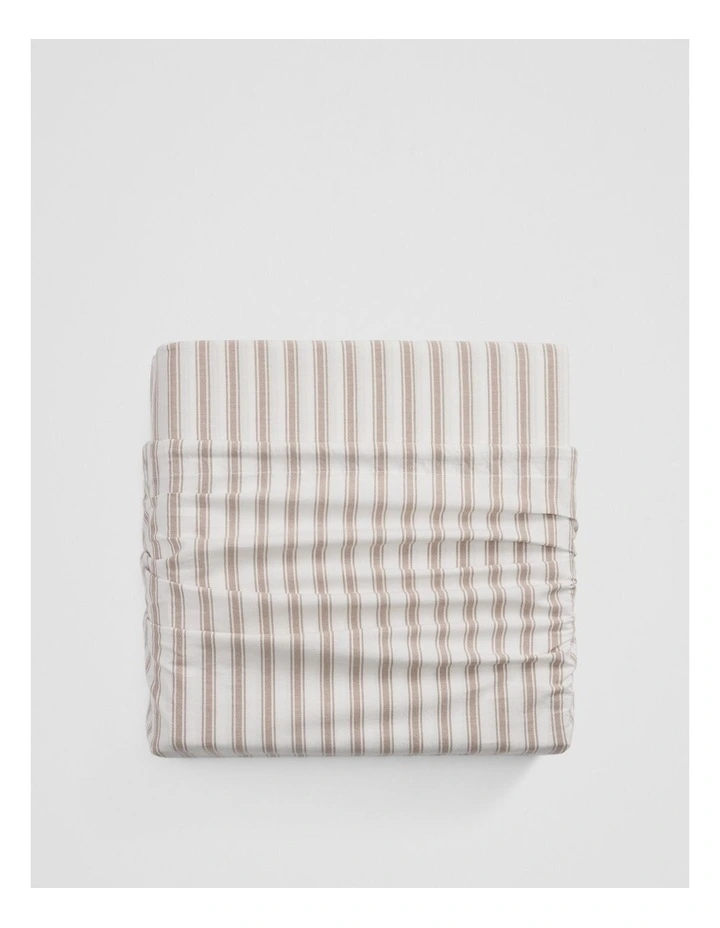 Brae Australian Cotton Stripe Queen Quilt Cover in Nutmeg image 1