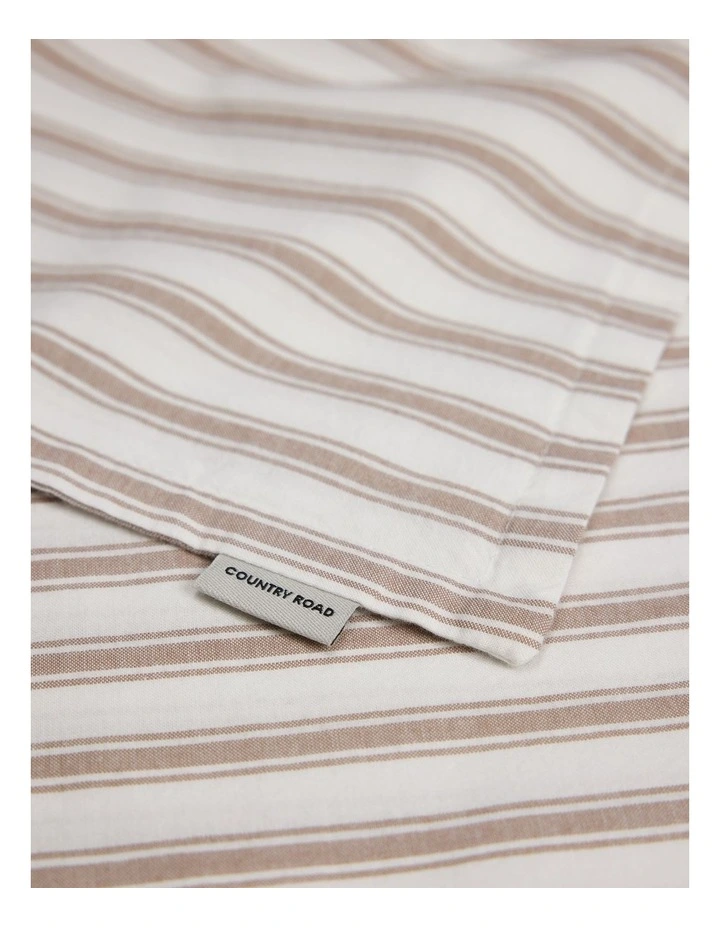 Brae Australian Cotton Stripe Queen Quilt Cover in Nutmeg image 2