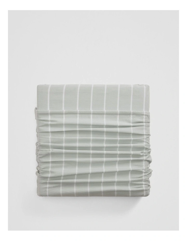 Brae Australian Cotton Stripe King Quilt Cover in Jade image 1