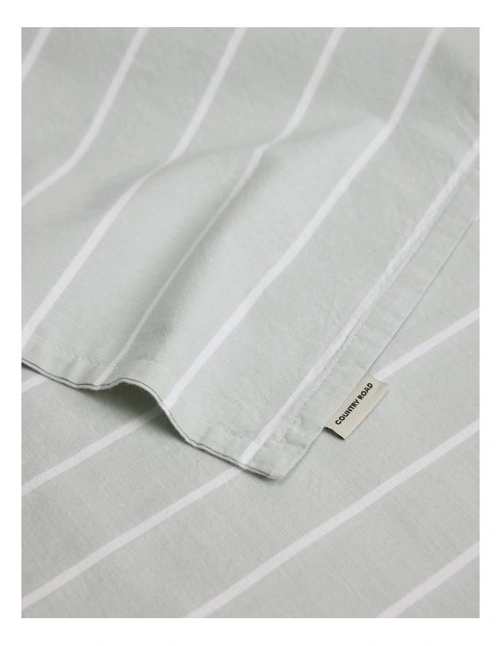 Brae Australian Cotton Stripe King Quilt Cover in Jade image 2