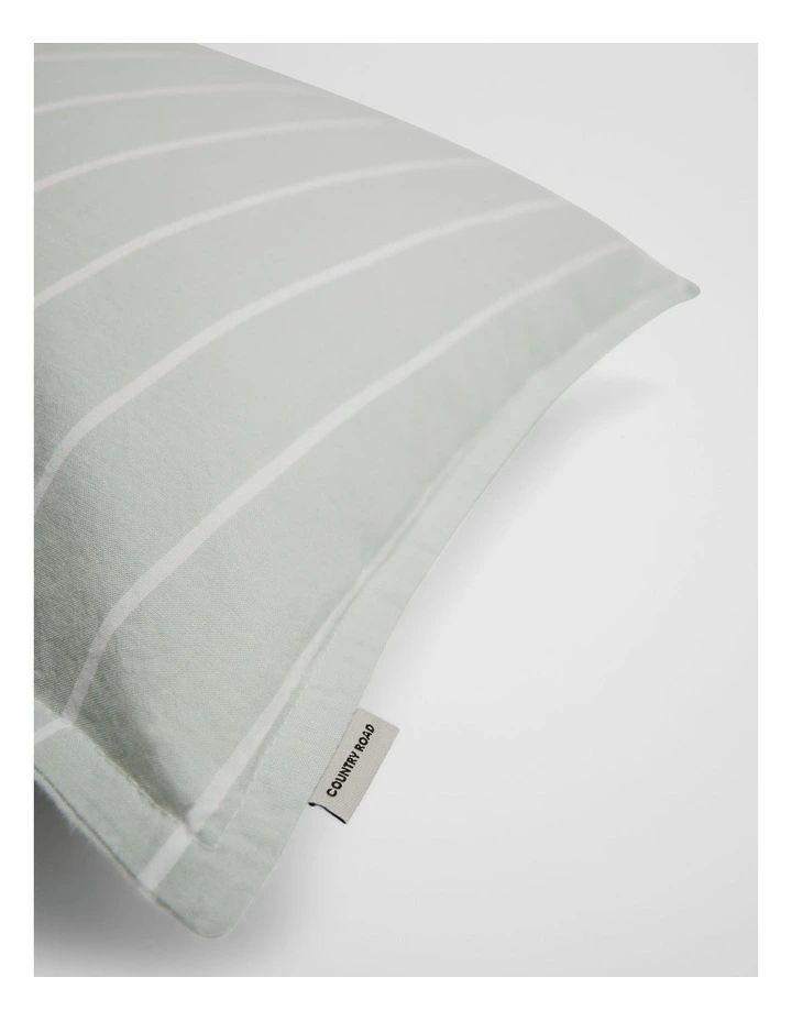 Brae Australian Cotton Stripe Standard Pillowcase Pair in Jade image 2