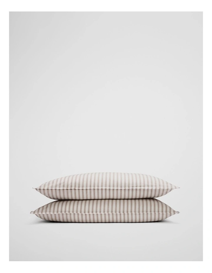Brae Australian Cotton Stripe Standard Pillowcase Pair in Nutmeg image 1