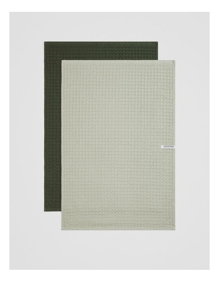 Meeka Verified Australian Cotton Tea Towel Pack Of 2 in Jade image 4