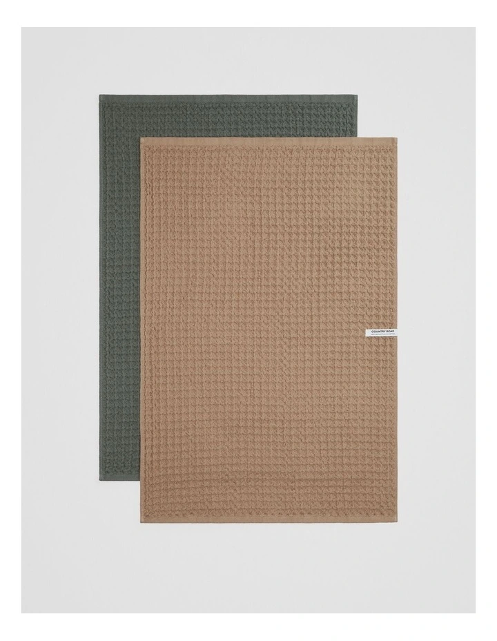 Meeka Australian Cotton Tea Towel Pack of 2 in Nutmeg image 3