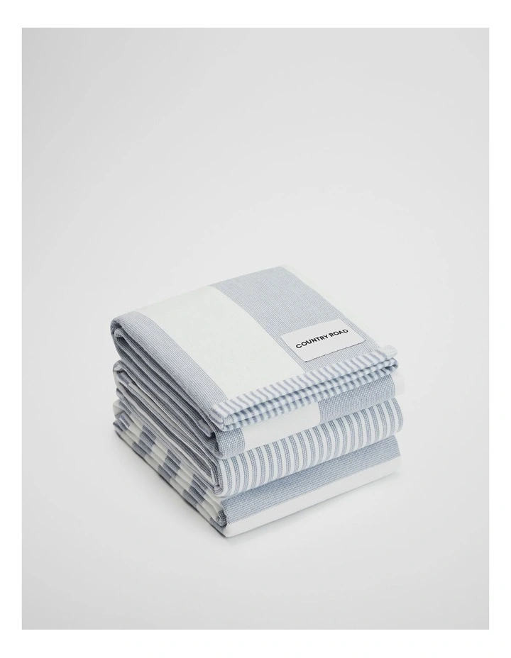 Isa Verified Australian Cotton Tea Towel Pack Of 3 in Deep Lake image 1