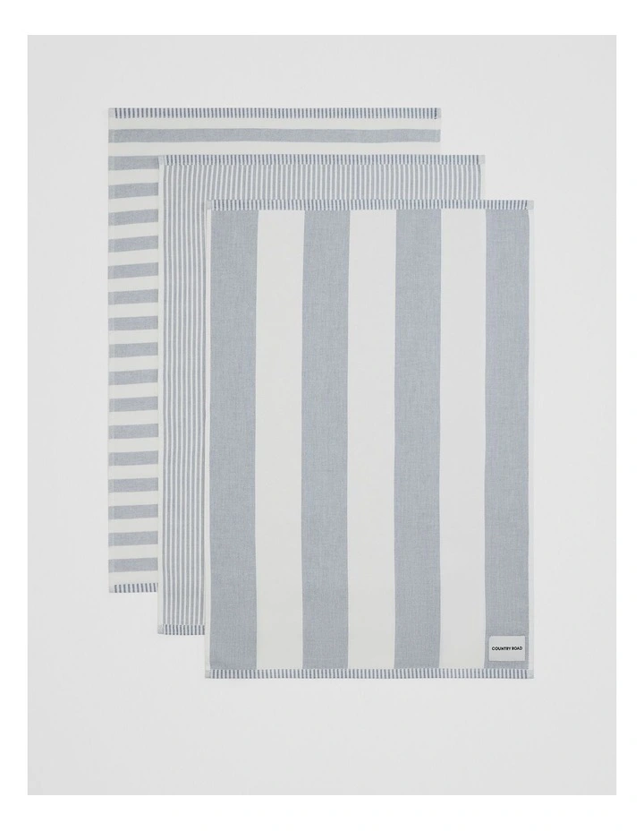 Isa Verified Australian Cotton Tea Towel Pack Of 3 in Deep Lake image 3