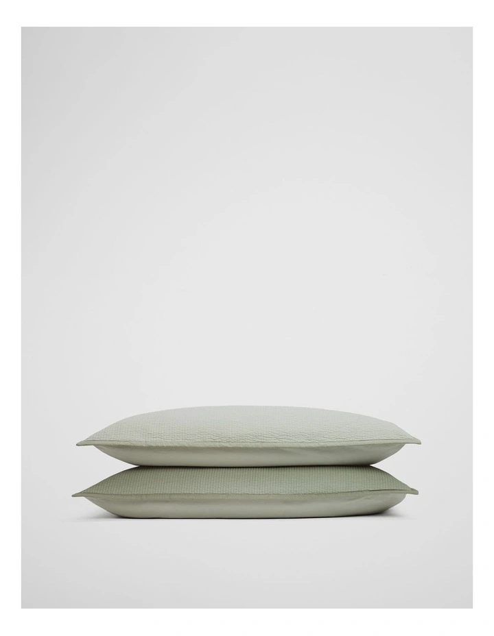 Reuben Australian Cotton Standard Pillowcase Pair in Jade image 1