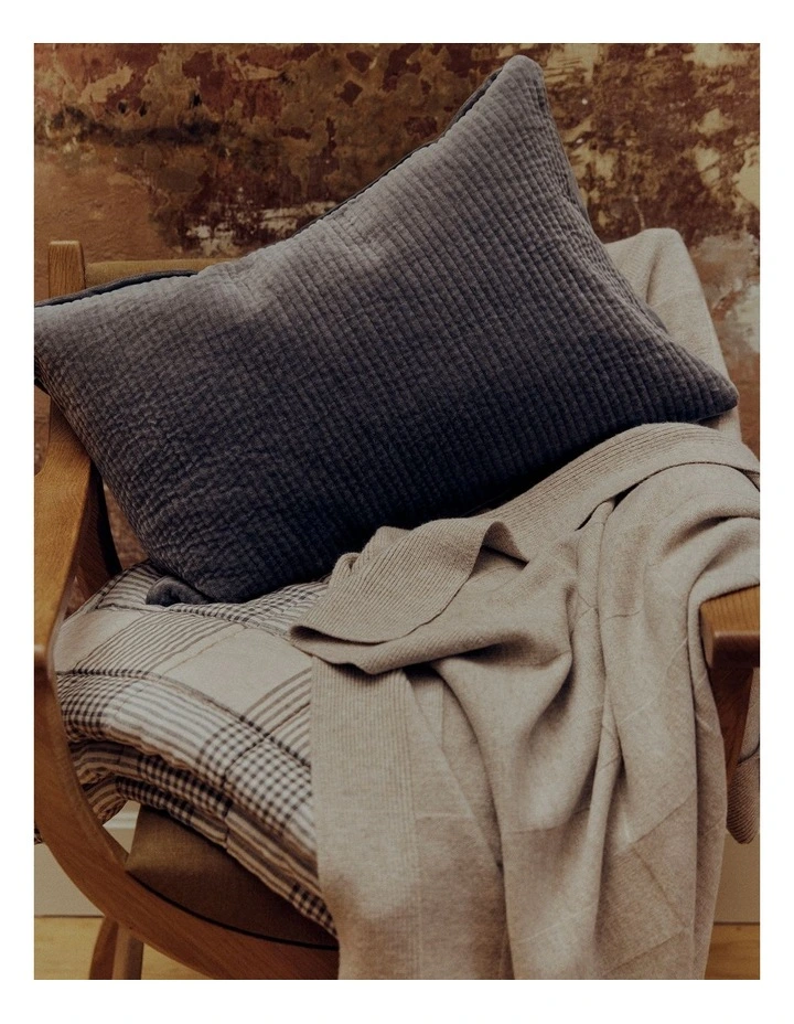 Marlon Organically Grown Cotton Velvet 40x60 Cushion in Charcoal image 2