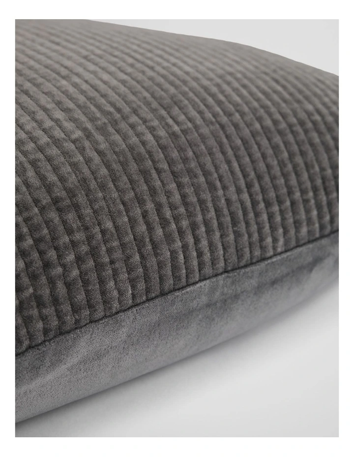 Marlon Organically Grown Cotton Velvet 55x55 Cushion in Charcoal image 2