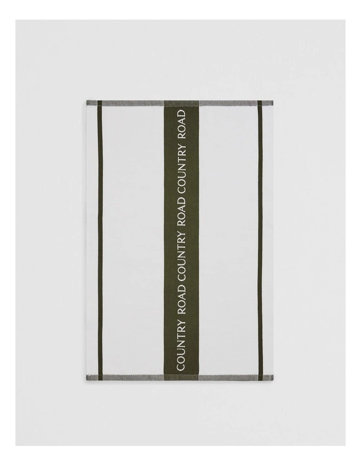 Cr Logo Verified Australian Cotton Tea Towel in Dark Olive image 3