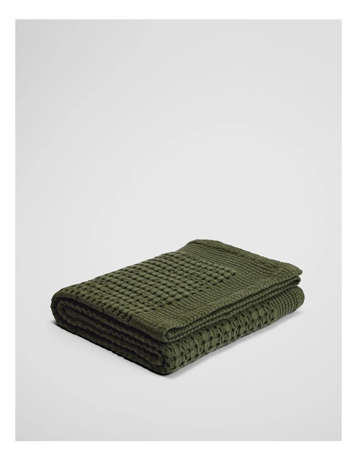 Eden Waffle Throw in Dark Olive image 2