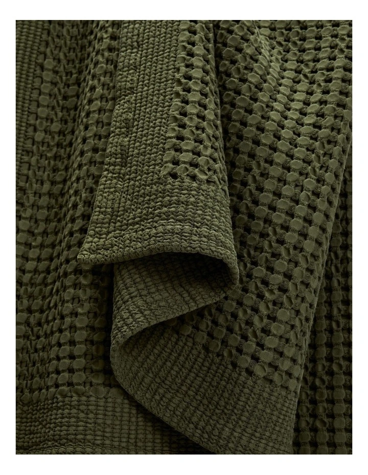 Eden Waffle Throw in Dark Olive image 3