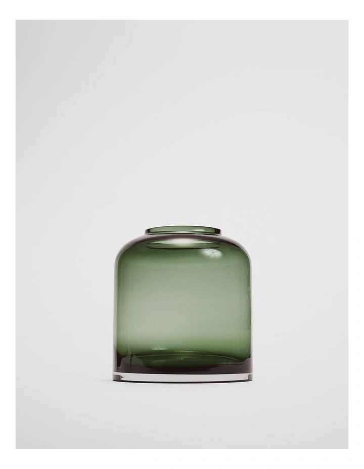 Dom Medium Glass Vase in Dark Olive image 1