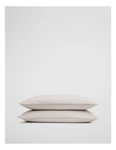 Brae Australian Cotton Stripe Standard Pillowcase Pair in Beige