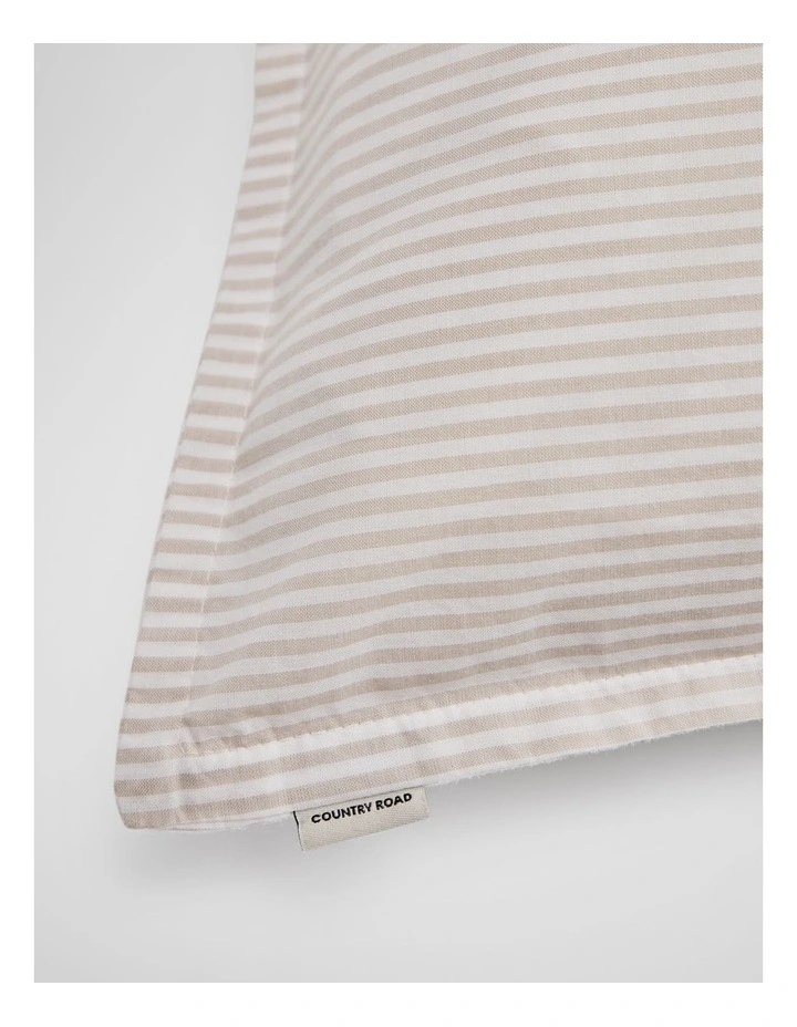 Brae Australian Cotton Stripe Standard Pillowcase Pair in Beige image 2