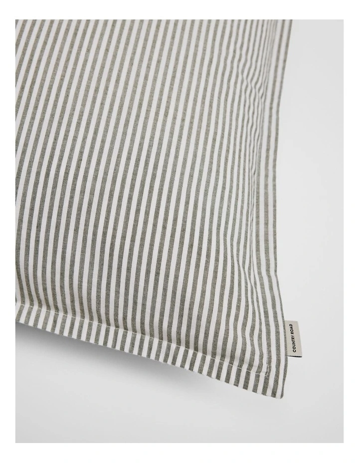 Brae Australian Cotton Stripe Standard Pillowcase Pair in Dark Olive image 2