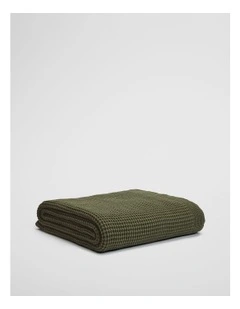 Monti Australian Cotton Waffle Blanket in Dark Olive