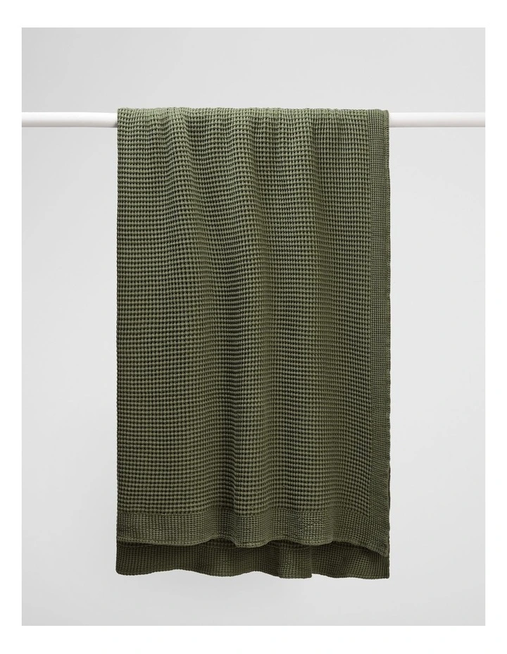 Monti Australian Cotton Waffle Blanket in Dark Olive image 2
