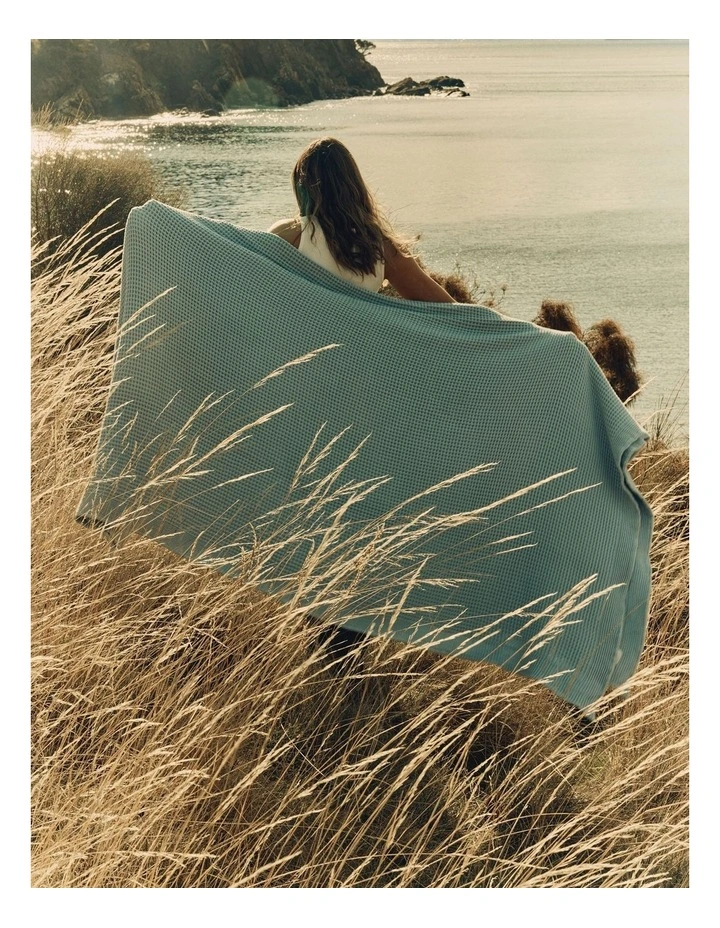 Monti Australian Cotton Waffle Blanket in Ciel Blue image 2