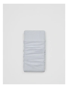 Brae Australian Cotton Stripe Queen Flat Sheet in Ciel Blue