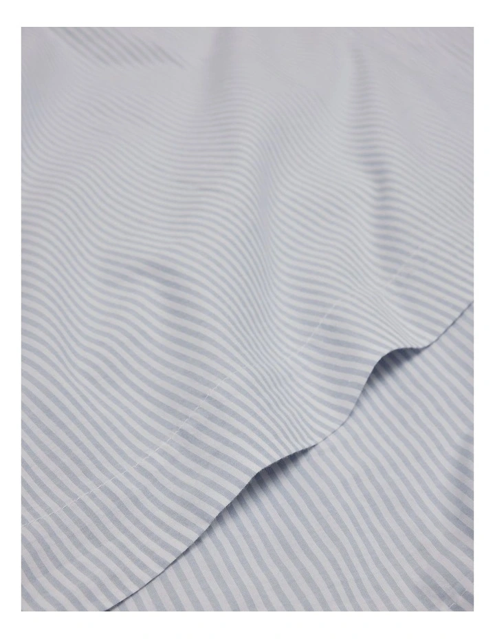 Brae Australian Cotton Stripe Queen Flat Sheet in Ciel Blue image 2