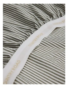 Brae Australian Cotton Stripe Queen Fitted Sheet in Dark Olive