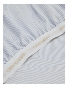 Brae Australian Cotton Stripe Queen Fitted Sheet in Ciel Blue