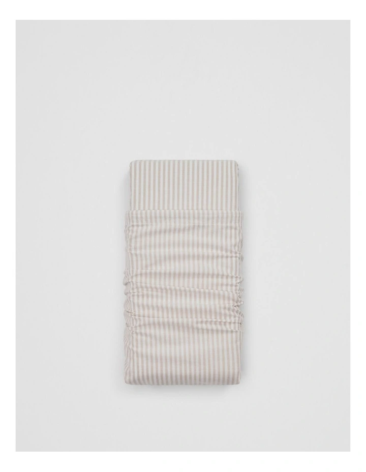 Brae Australian Cotton Stripe King Flat Sheet in Beige image 1