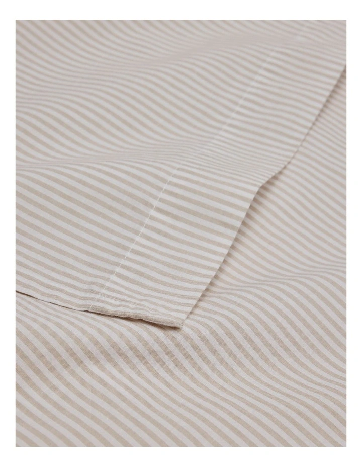 Brae Australian Cotton Stripe King Flat Sheet in Beige image 2