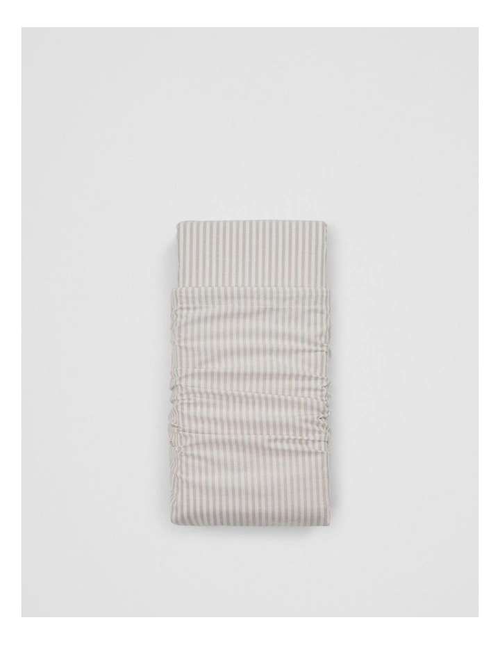Brae Australian Cotton Stripe King Fitted Sheet in Beige image 1