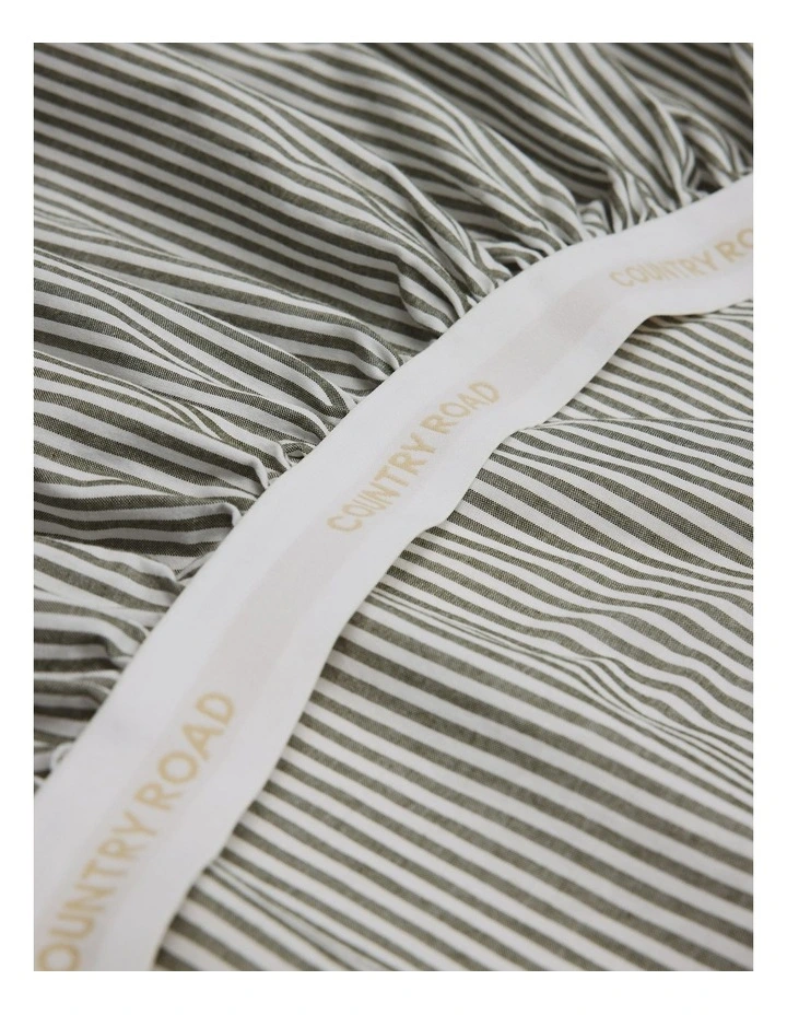 Brae Australian Cotton Stripe King Fitted Sheet in Dark Olive image 2