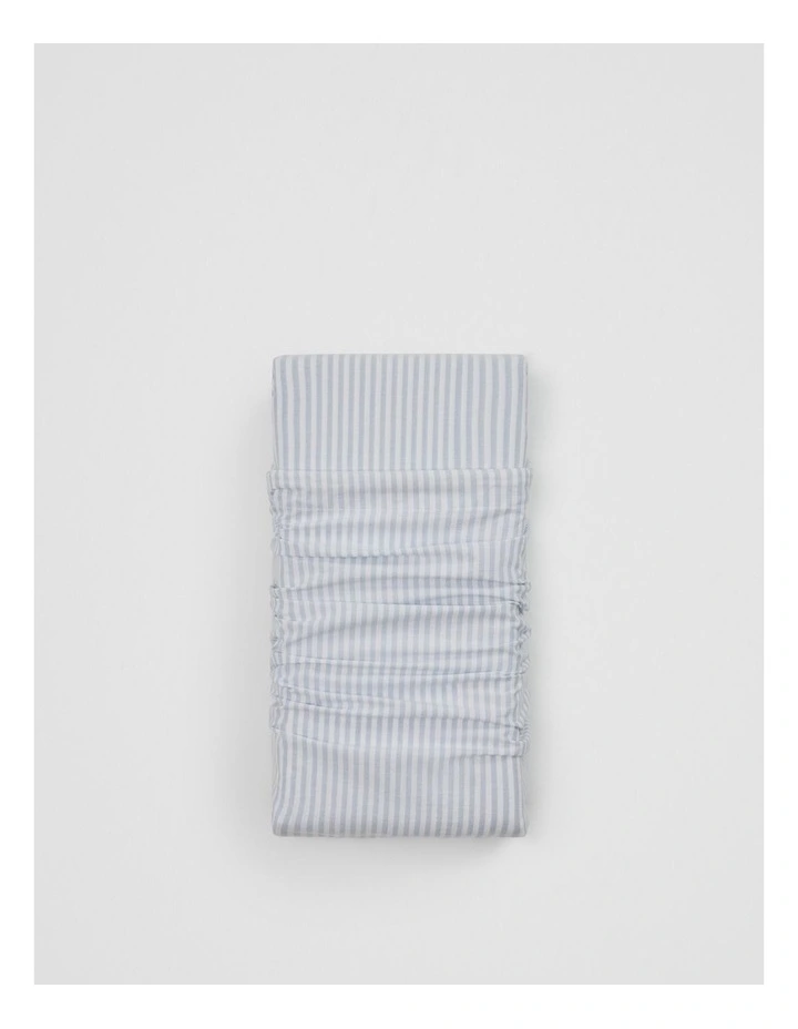 Brae Australian Cotton Stripe King Fitted Sheet in Ciel Blue image 1