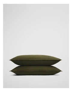 Brae Australian Cotton King Pillowcase Pair in Dark Olive