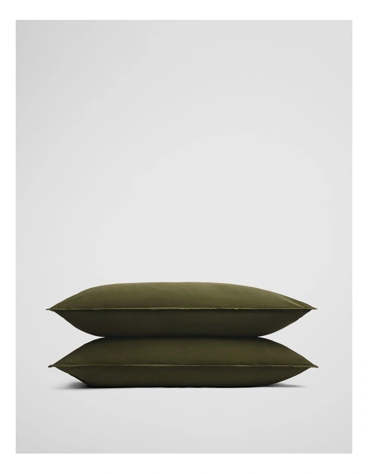 Brae Australian Cotton King Pillowcase Pair in Dark Olive image 1