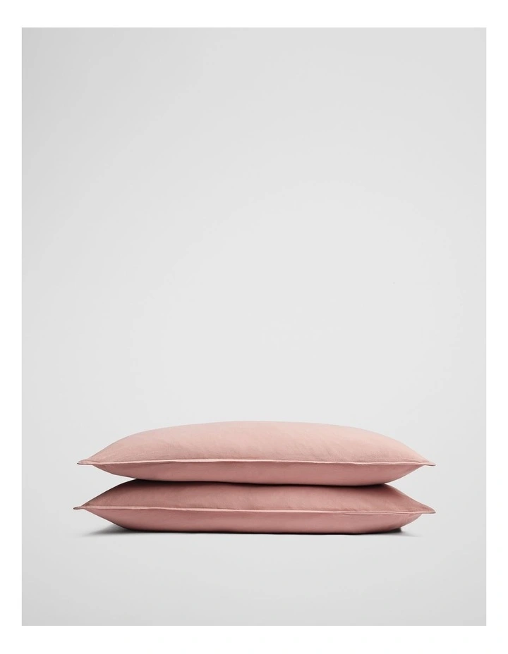 Brae Australian Cotton King Pillowcase Pair in Pink Clay image 1