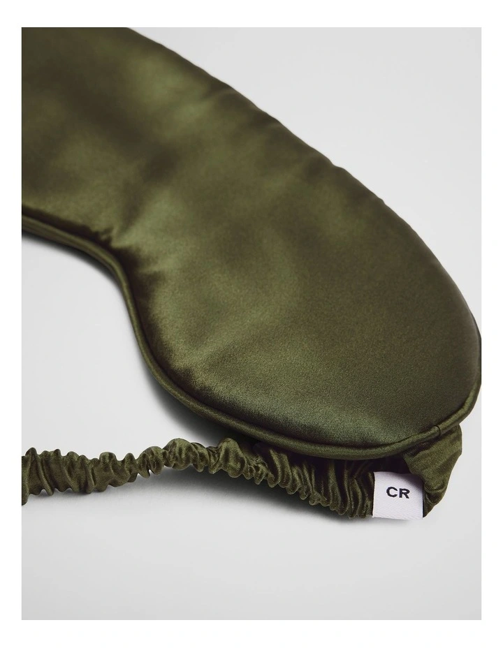 Silk Eye Mask in Dark Olive image 2