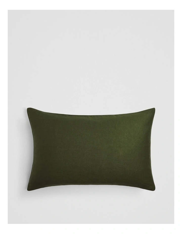Silk Linen Pillowcase in Dark Olive image 1