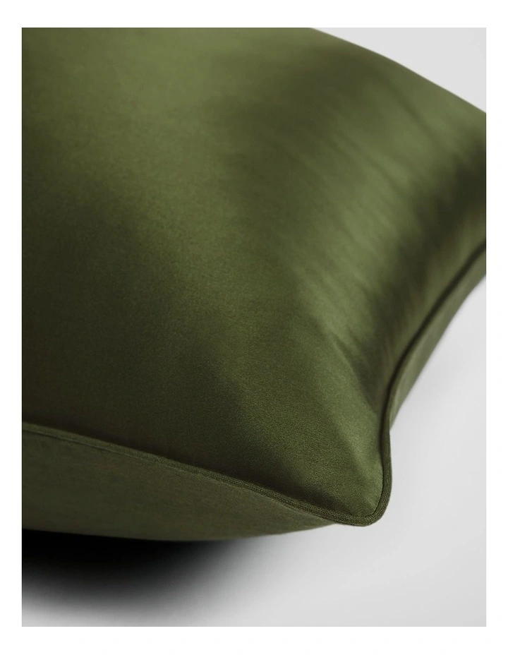 Silk Linen Pillowcase in Dark Olive image 2