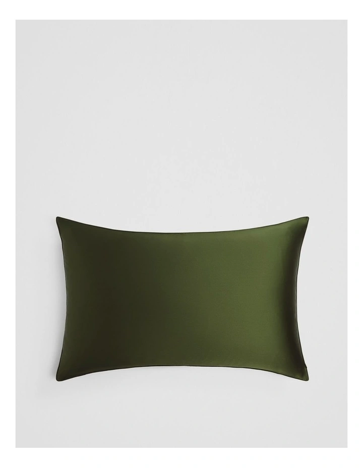 Silk Linen Pillowcase in Dark Olive image 3