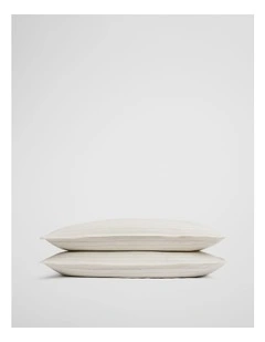 Skye Organically Grown Linen Standard Pillowcase Pair in Leek Green Stripe