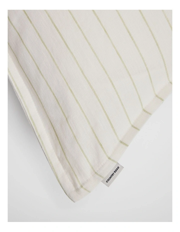Skye Organically Grown Linen Standard Pillowcase Pair in Leek Green Stripe image 2