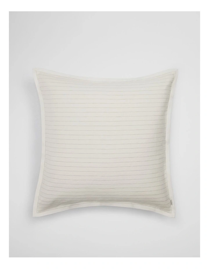 Skye Organically Grown Linen European Pillowcase in Leek Green Stripe image 1