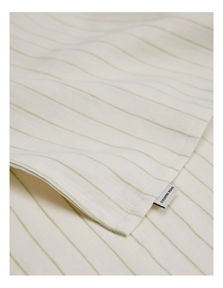 Skye Organically Grown Linen Queen Quilt Cover in Leek Green Stripe image 2