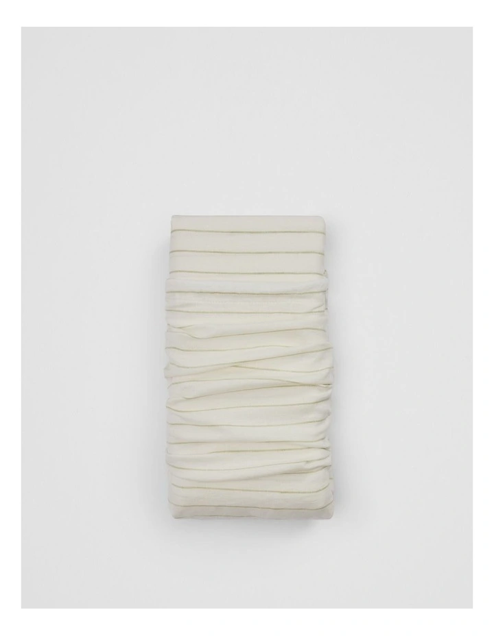Skye Organically Grown Linen Queen Fitted Sheet in Leek Green Stripe image 2